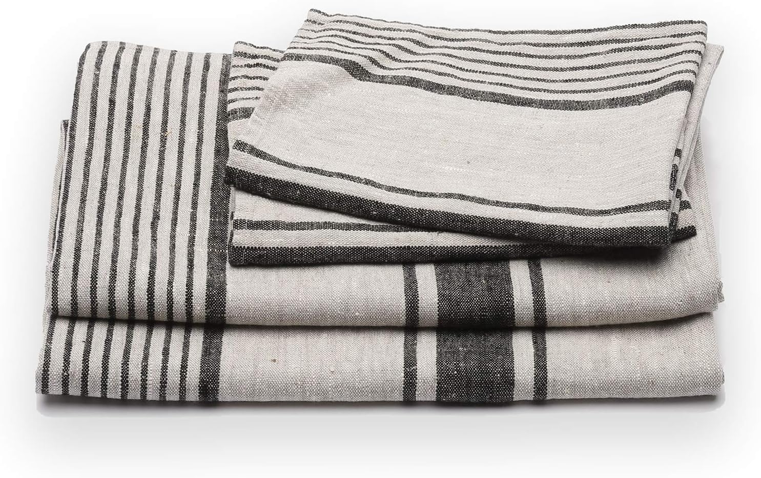 LinenMe Bath and Hand Towel Set Black Striped