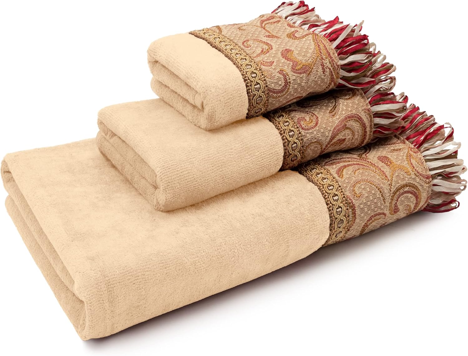 Sherry Kline Light Gold Swirl Paisley 3-Piece Towel Set