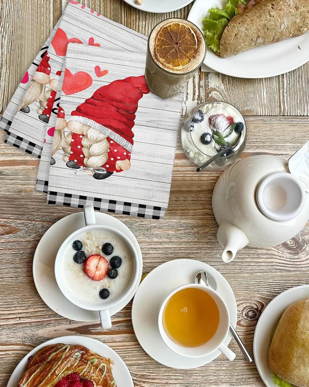 Falaniique Watercolor Gnomes Waffle Towel Set of 3