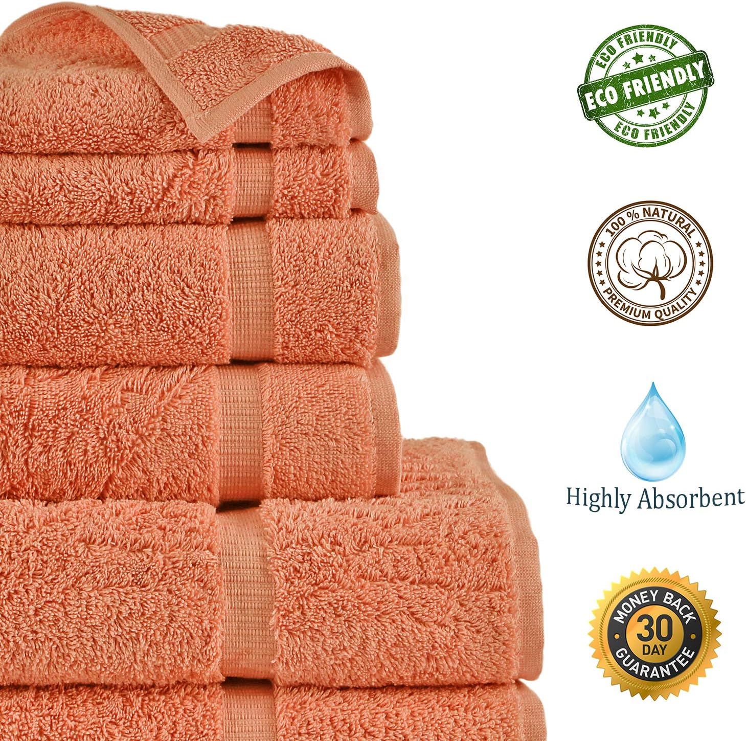 100 Turkish Cotton Towel Set - 6 Piece