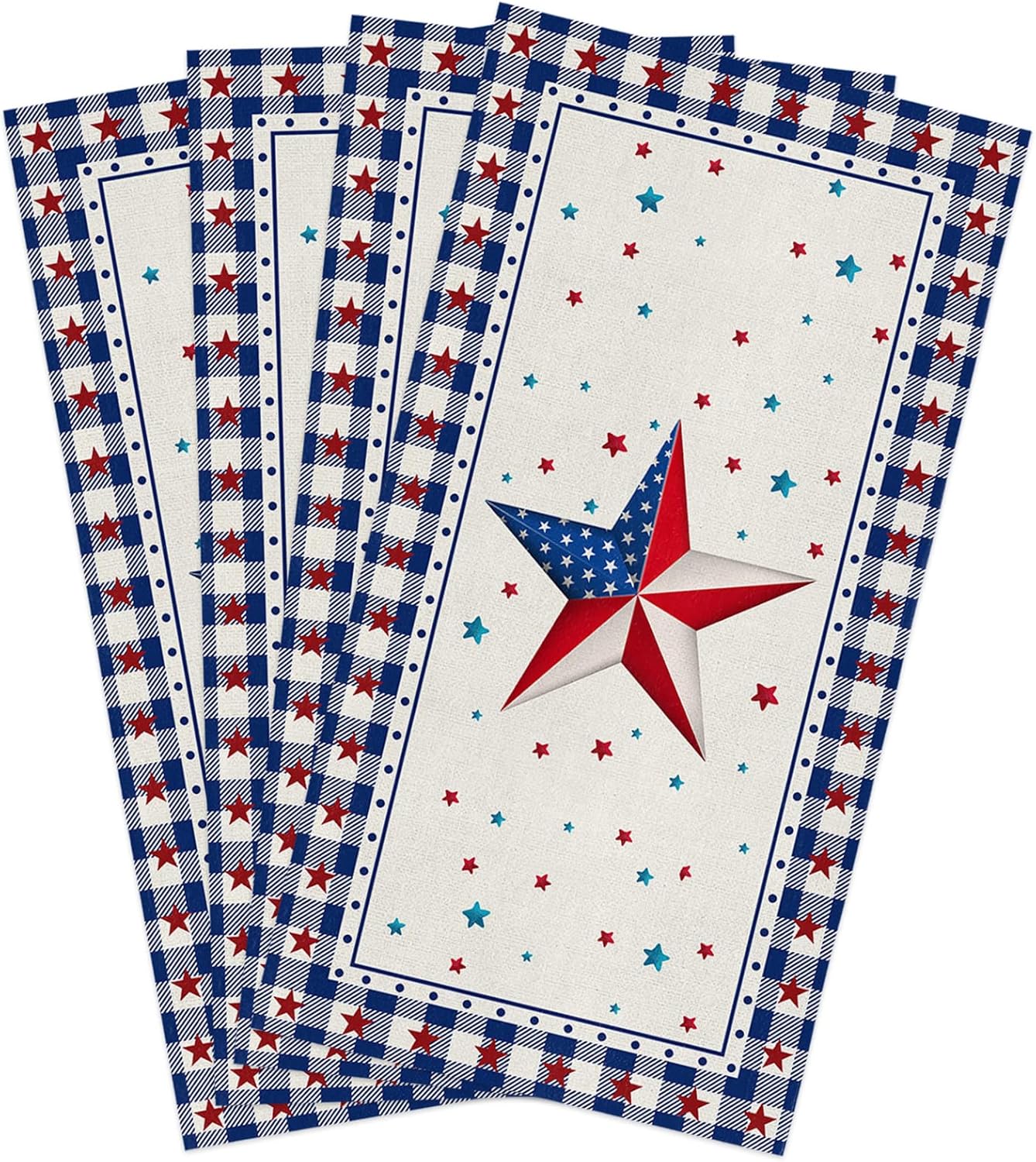 Rocking Giraffee Microfiber Towels 4 Pack - Star Blue Plaid 16x24 Inch