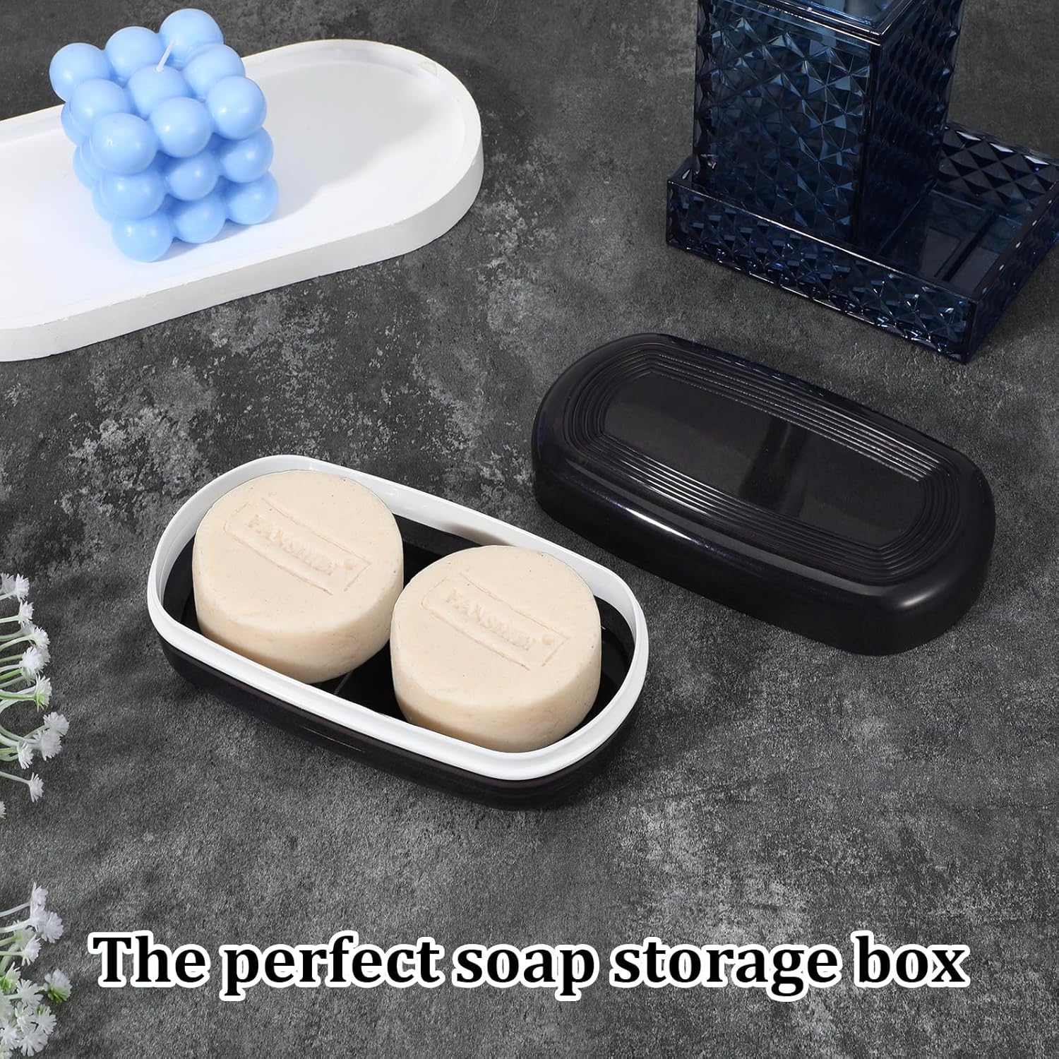 Kifmurase Large Black Shampoo Bar Holder with Drainage Dish
