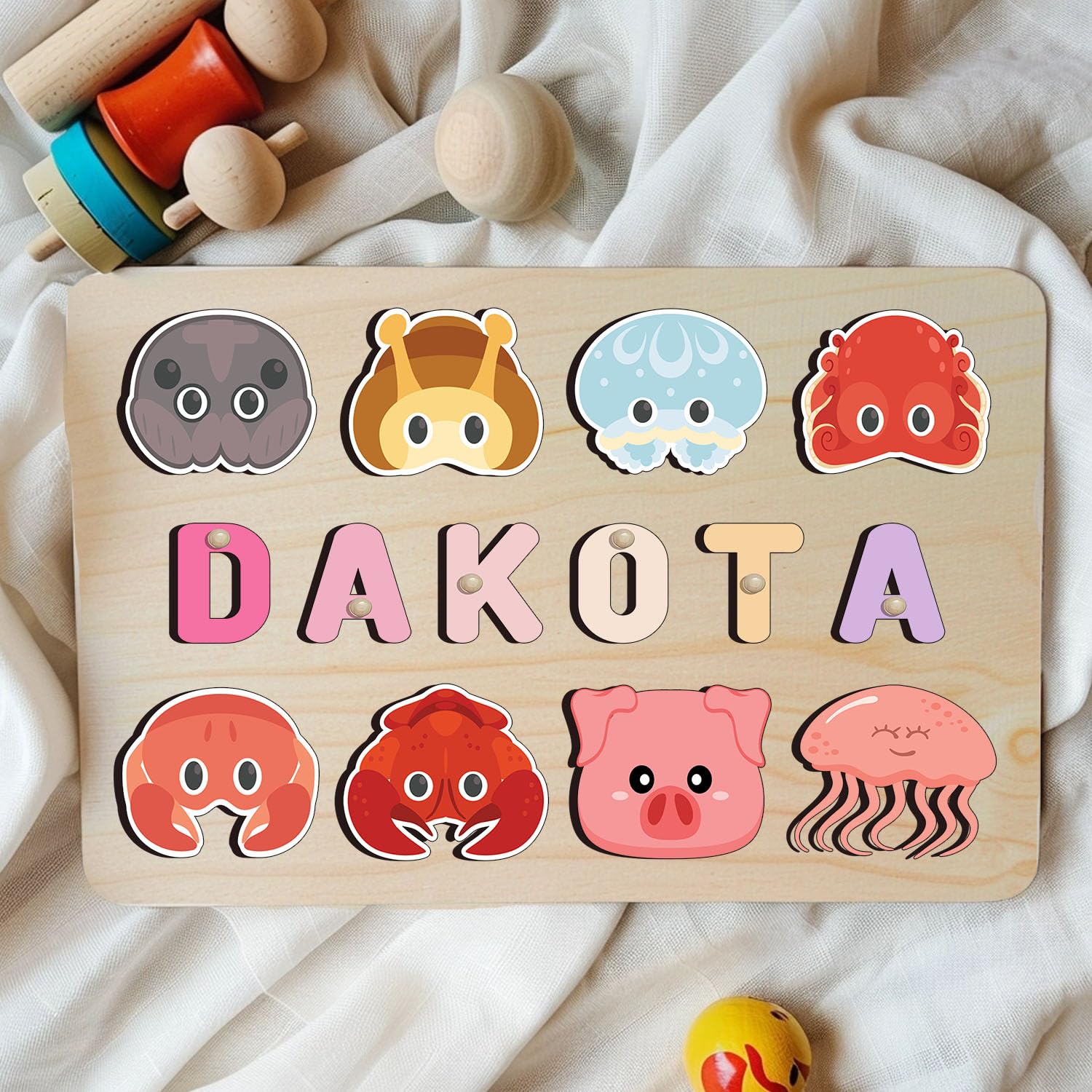 Personalized Wooden Name Puzzle for Kids 1-3