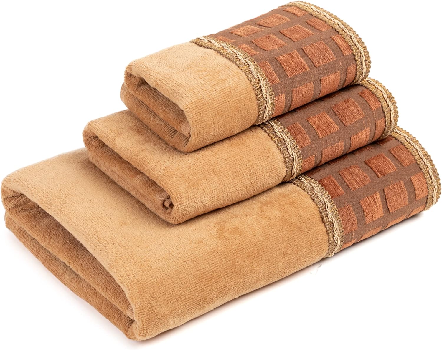 Sherry Kline Checky Gold 3-Piece Decorative Towel Set