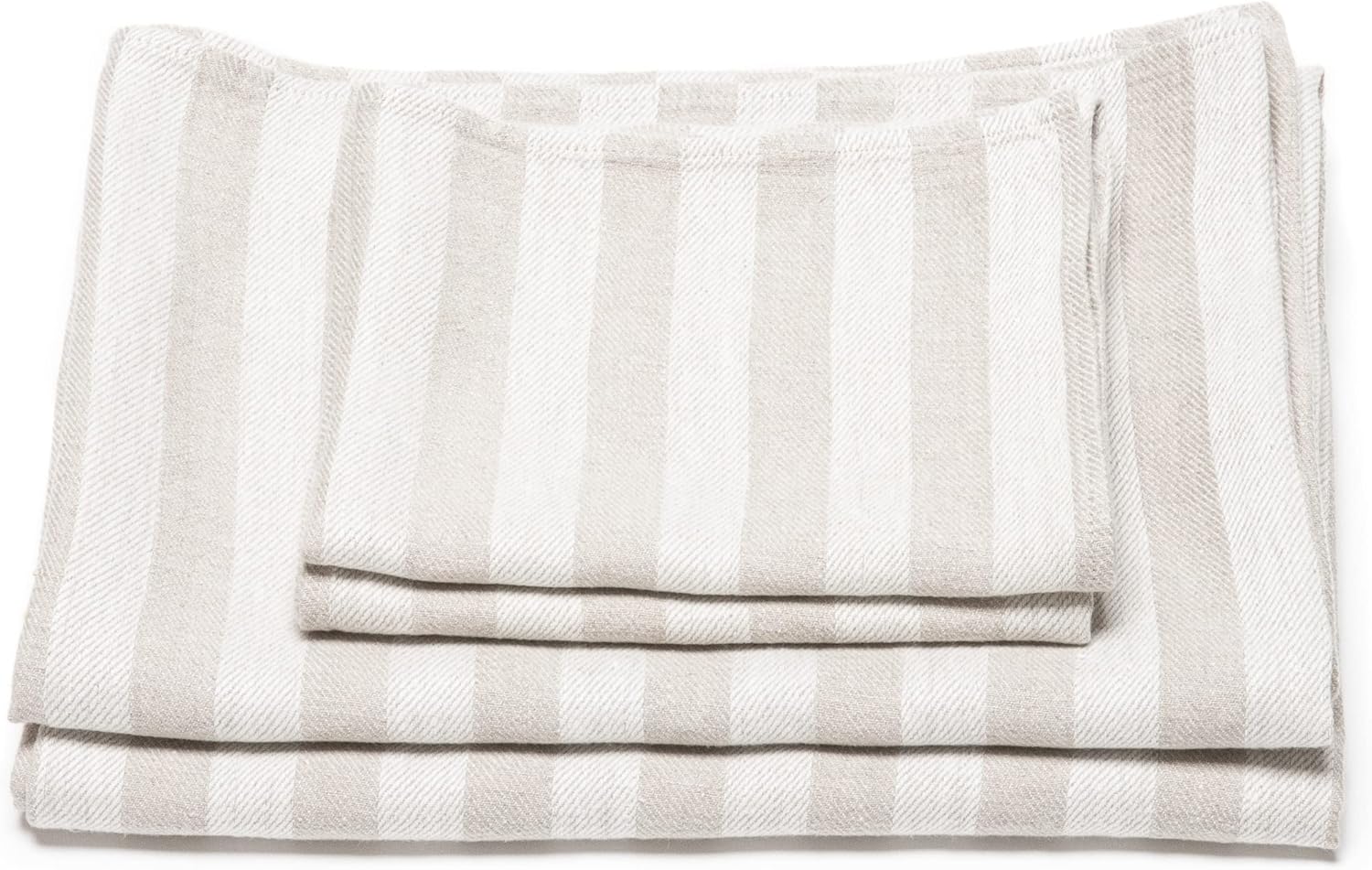 LinenMe Natural Striped Linen Towel Set Lucas 1