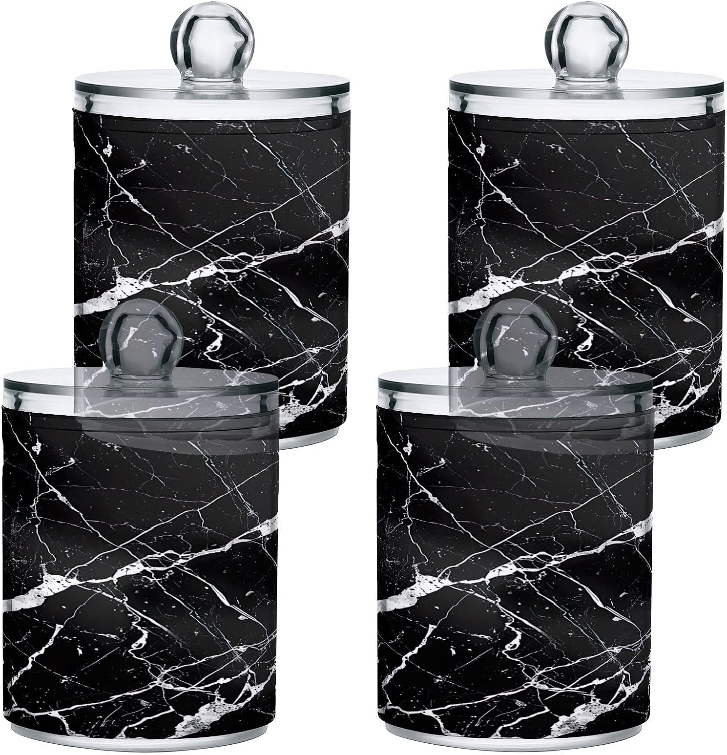 YETTASBIN Marble Clear Storage Jars 2 Pack