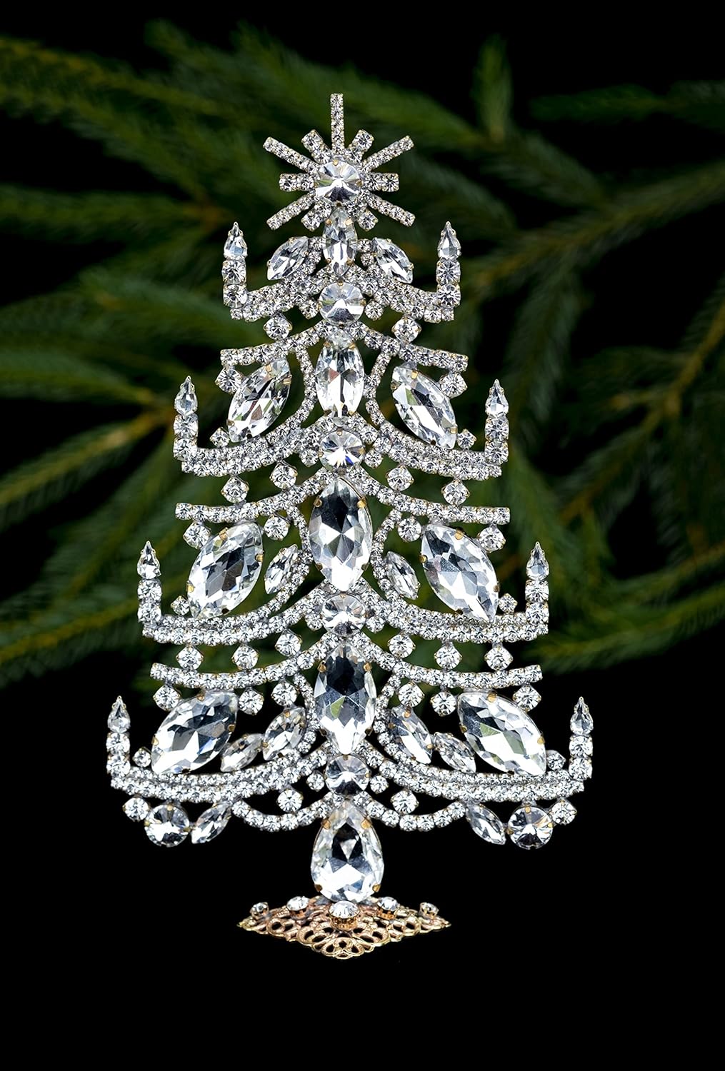Handmade Christmas Tree with Clear Rhinestones 1