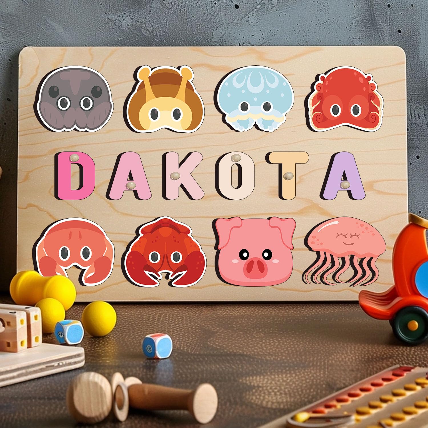 Personalized Wooden Name Puzzle for Kids 1-3