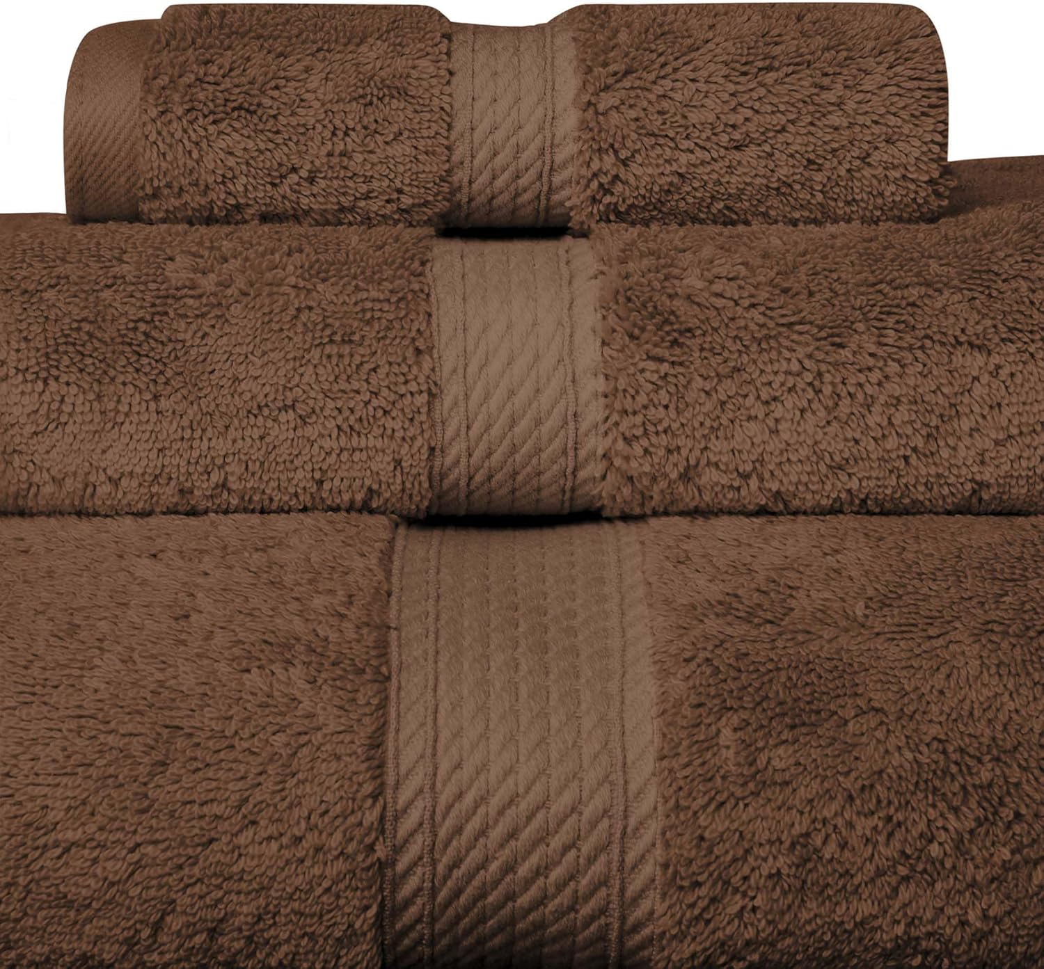 Superior Egyptian Cotton Pile 3 Piece Towel Set in Chocolate