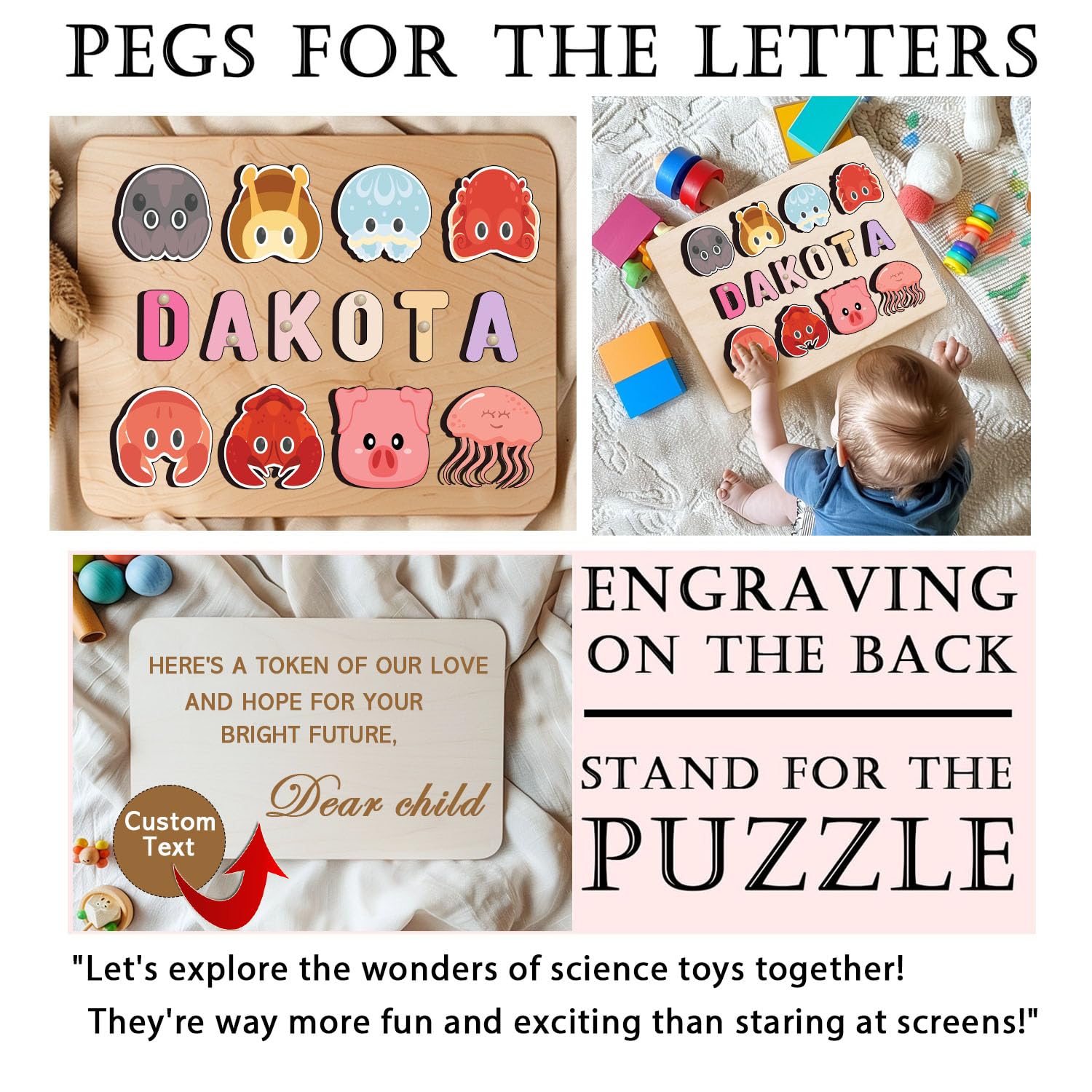 Personalized Wooden Name Puzzle for Kids 1-3