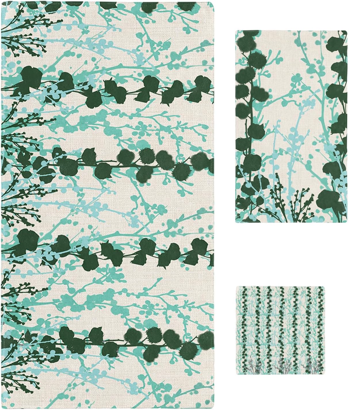 Sage Green Linen Bath Towel Set of 3 by Smile Sunflower