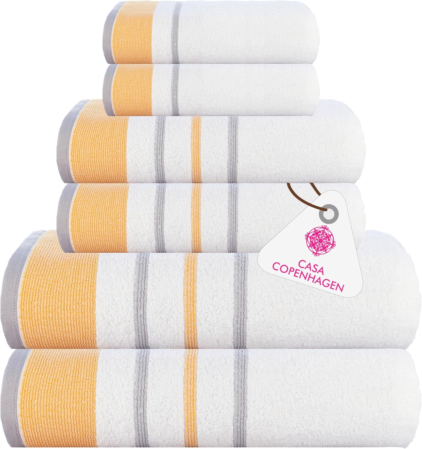 CASA COPENHAGEN White Bay 6 Piece Towel Set