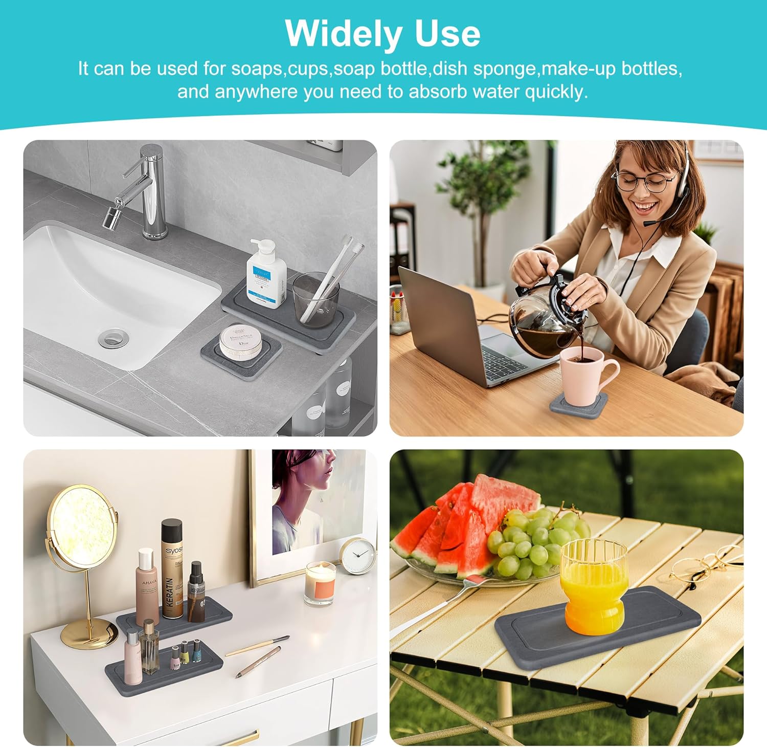 Ude-licate 2PCS Diatomite Faucet Mat for Kitchen and Bathroom 1