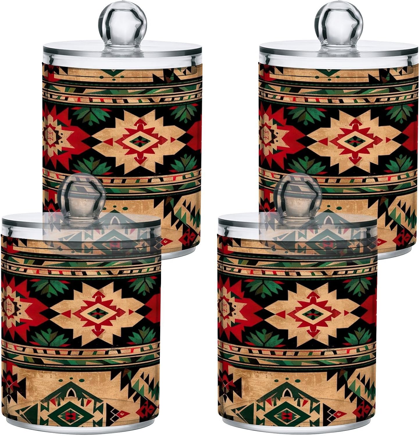 YETTASBIN Aztec Clear Plastic Storage Jars 2 Pack