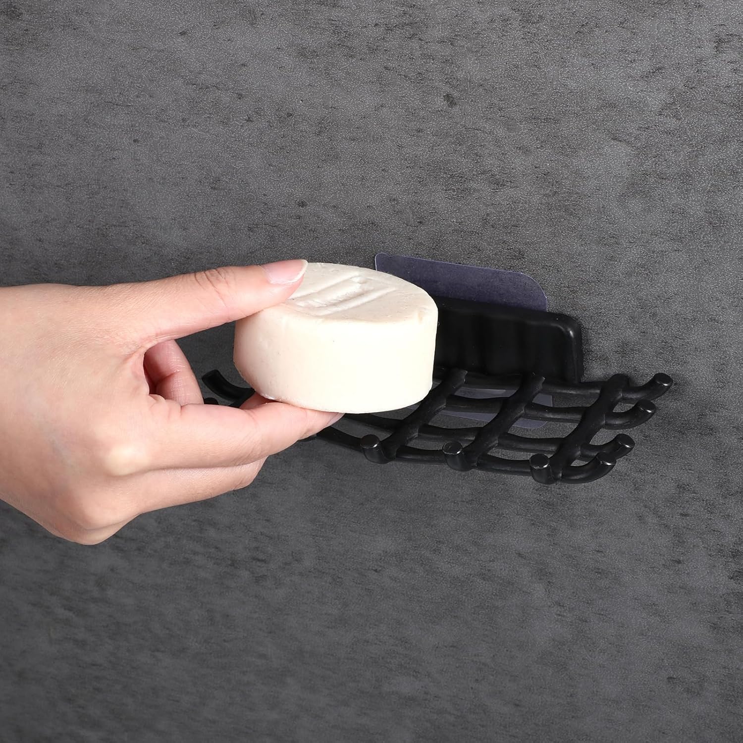 2 Pcs Black Soap Bar Holder with Hooks No Drilling