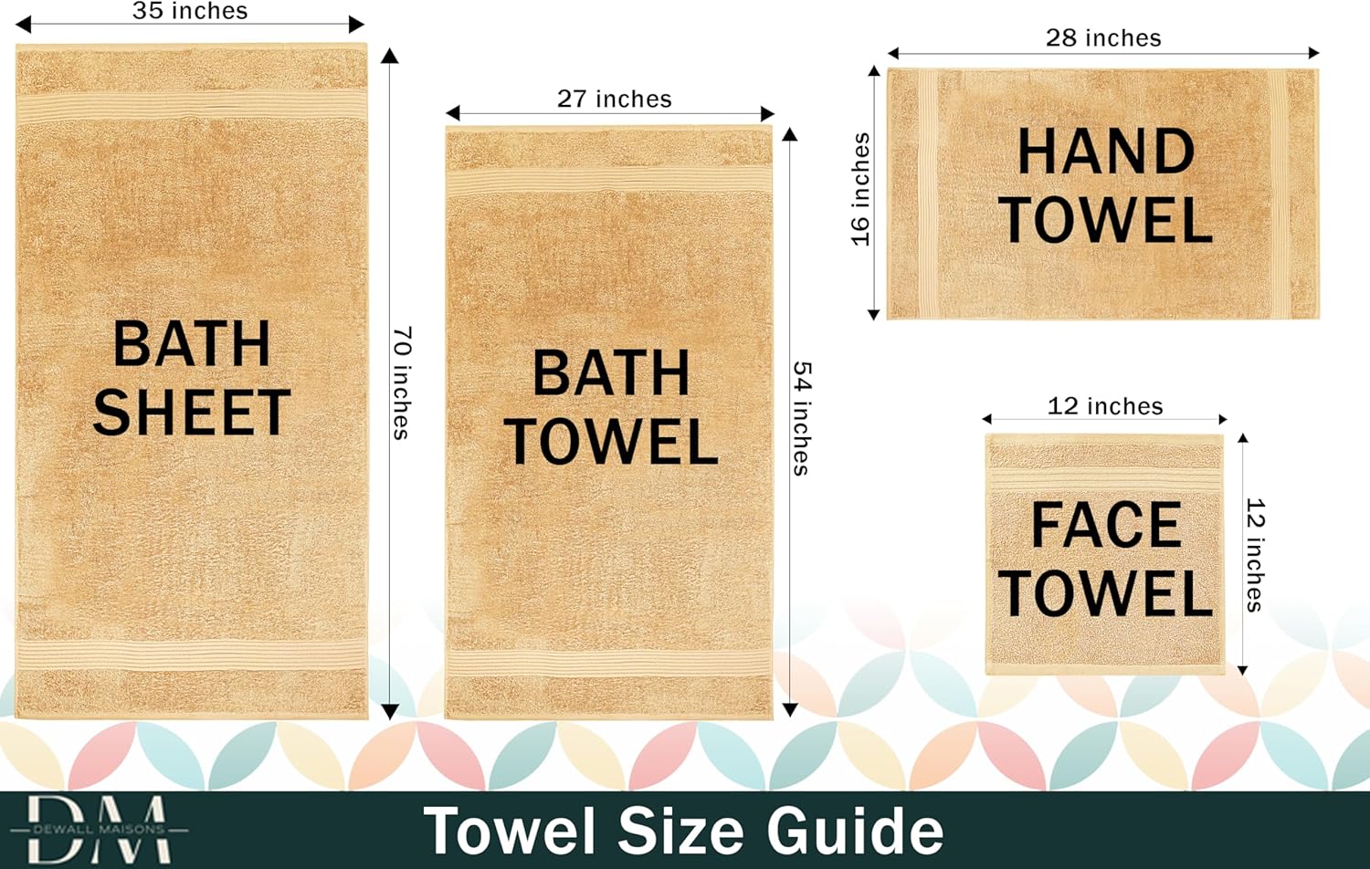 Dewall Maisons Beige 3-Piece Cotton Bath Towel Set