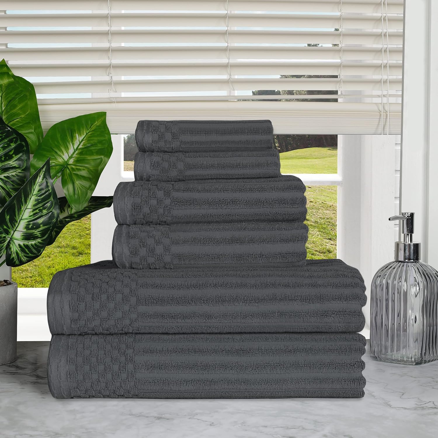 Superior Cotton 6-Piece Towel Set Charcoal