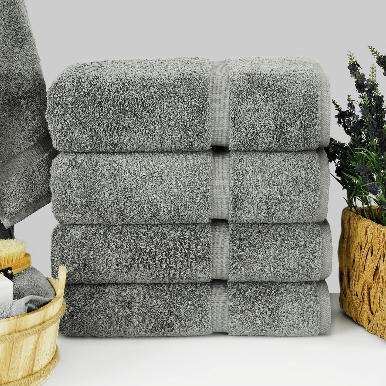 Chakir Turkish Linens Premium 100 Cotton Towel Set Bundle Gray 1