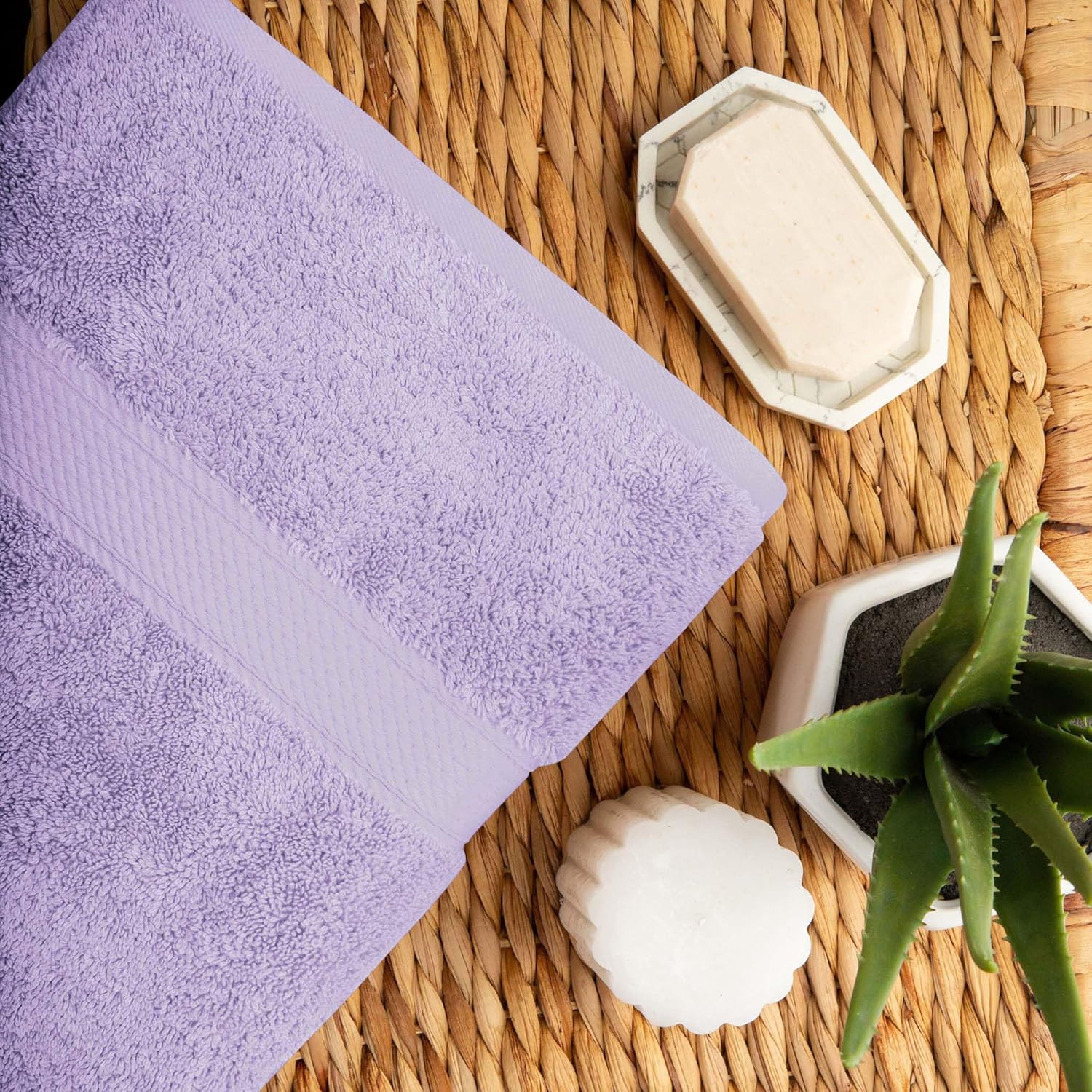 Superior Egyptian cotton pile 10 piece towel set purple 1