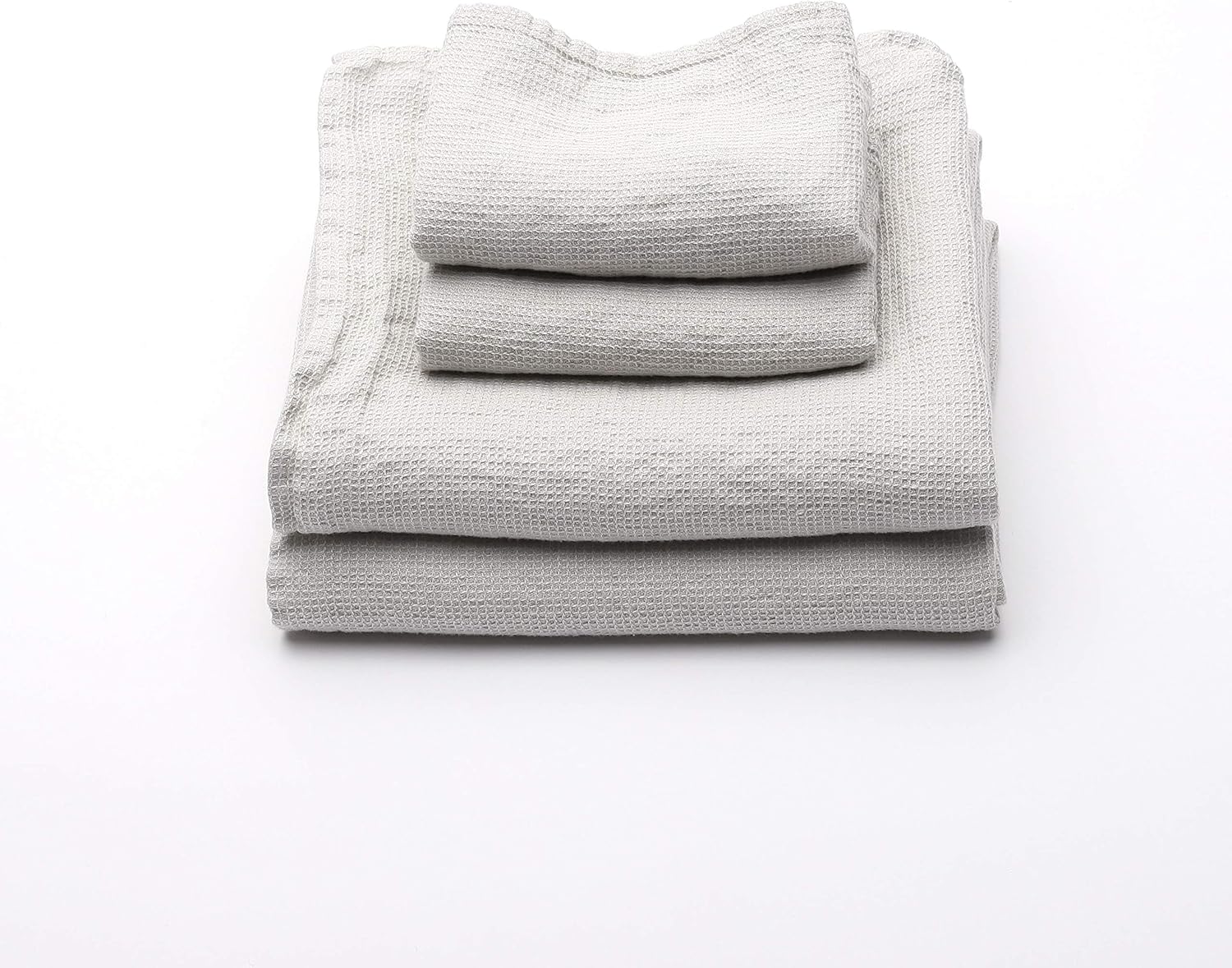 LinenMe 05373 Waffle Washed Linen Towel Set Silver