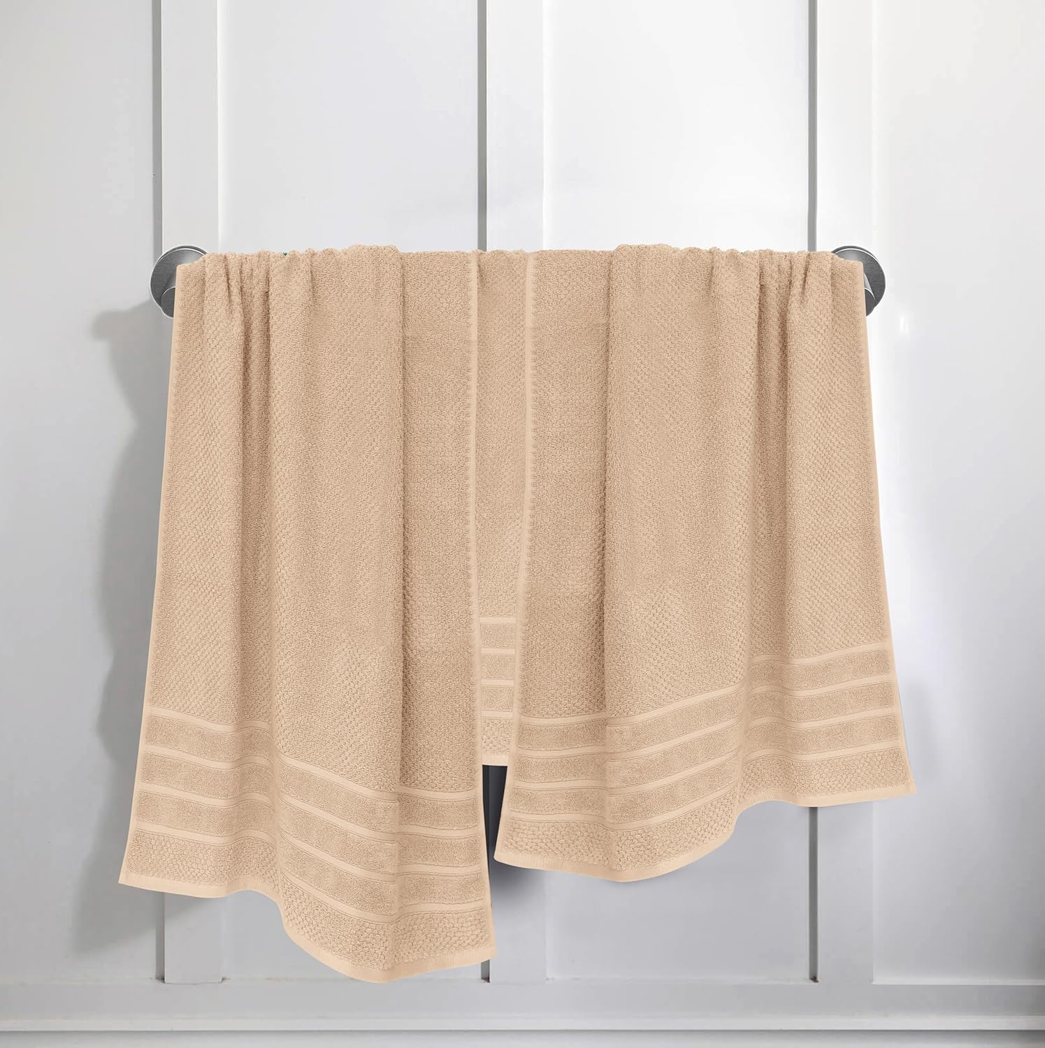 Feather Stitch 6 Piece Cotton Towel Set - Ultra Soft Quick Dry 625 GSM
