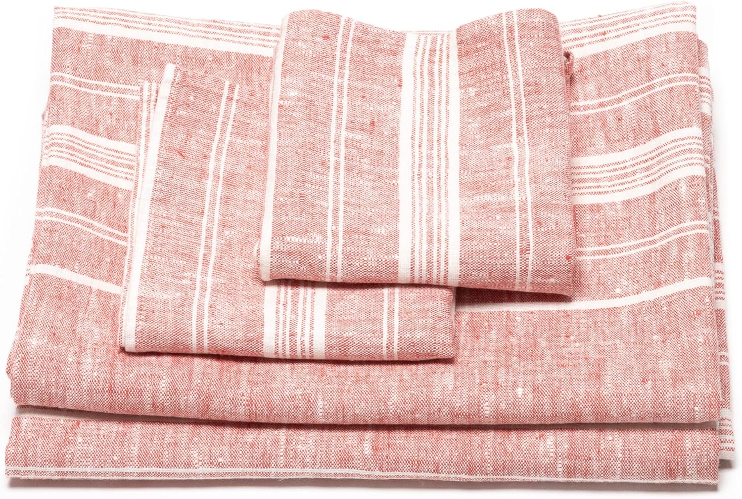 LinenMe Red Multistripe Bath Towel Set