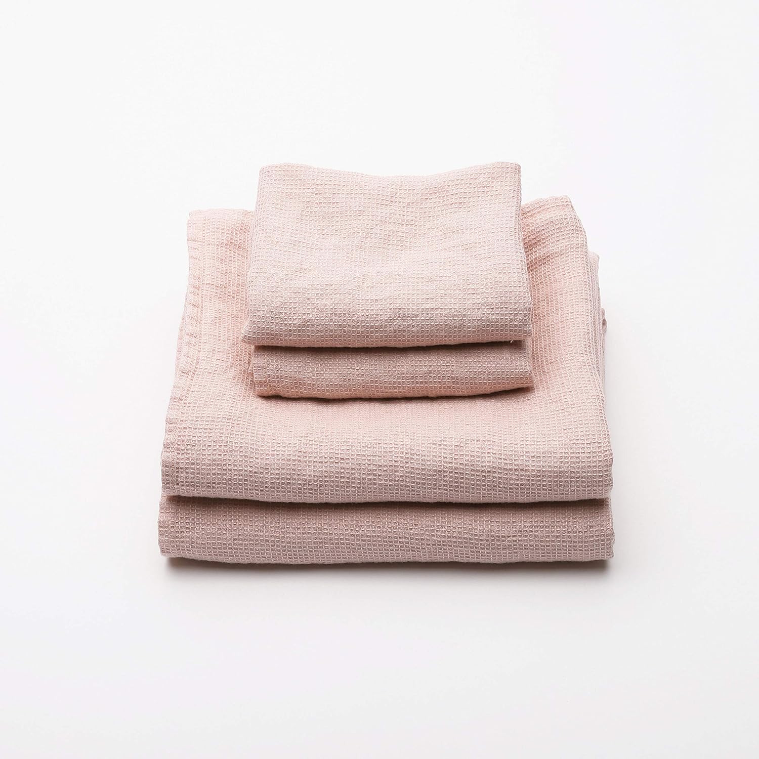 LinenMe 05512 Waffle Washed Linen Towel Set Rosa