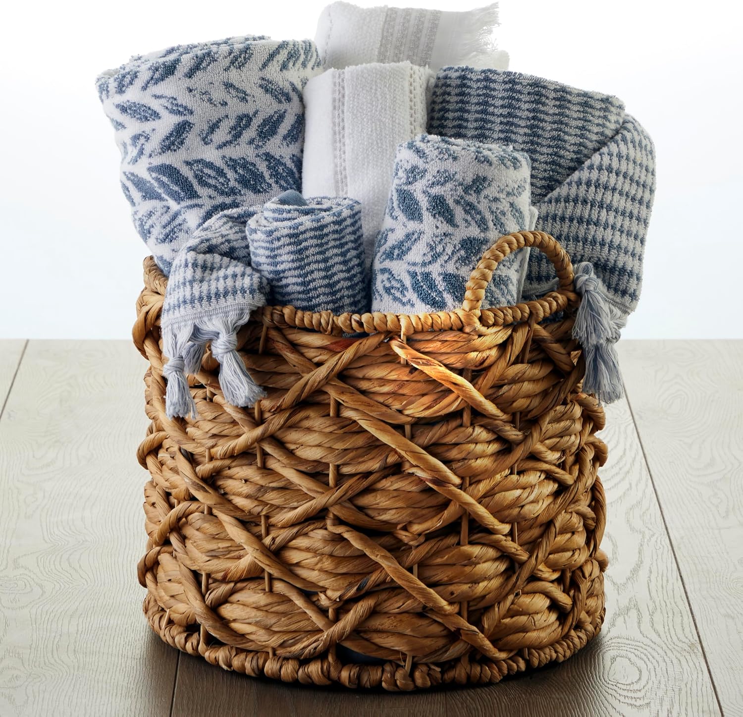 SKL Home Denim Distressed Leaf Towel Set 2 Bath 2 Hand