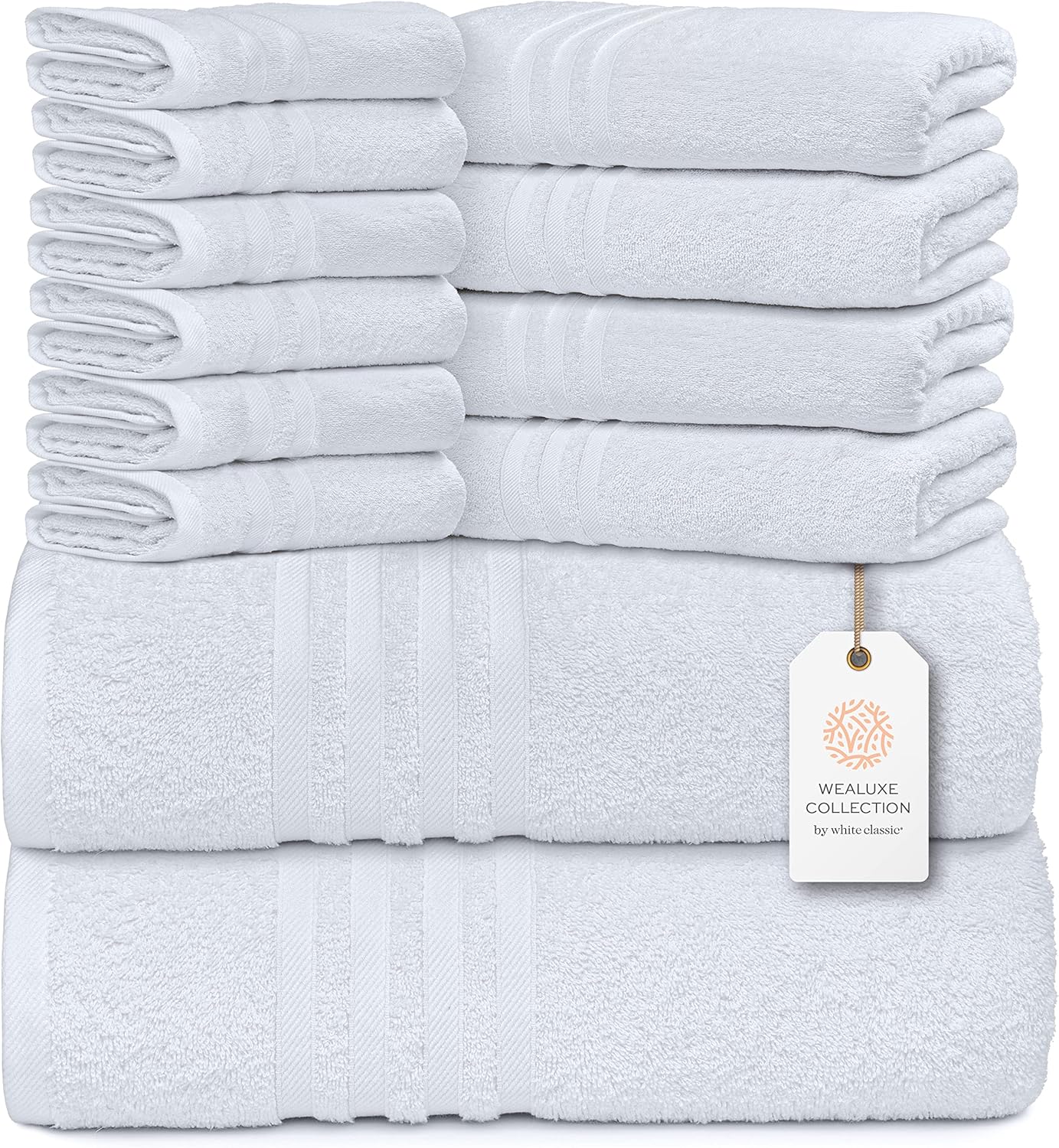 Wealuxe 12 Piece White Bath Towel Set
