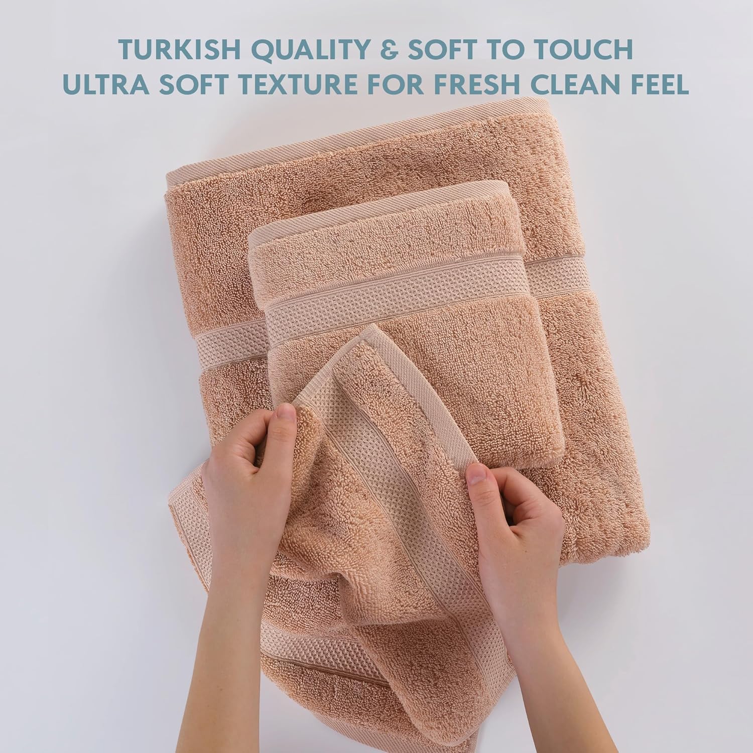 TrendShine Turkish Cotton Towel Set of 6 - Soft Absorbent Bath Towels