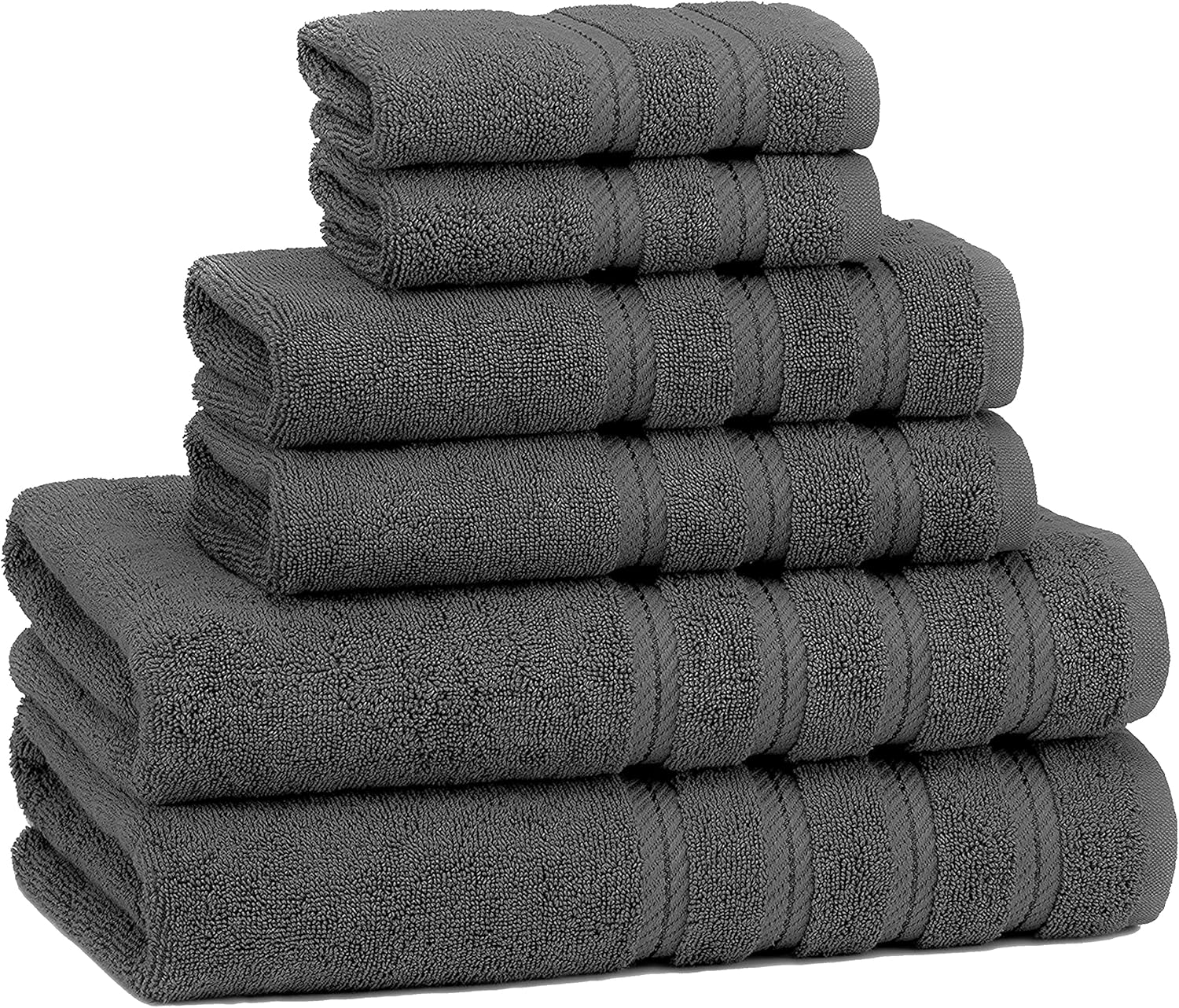 American Soft Linen 6-Piece Towel Set - 590 GSM Heavy Weight Smoke Grey
