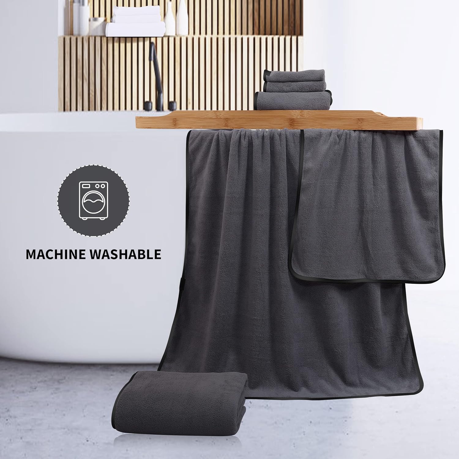 Cosy Family 8-Piece Microfiber Towel Set - Dark Grey