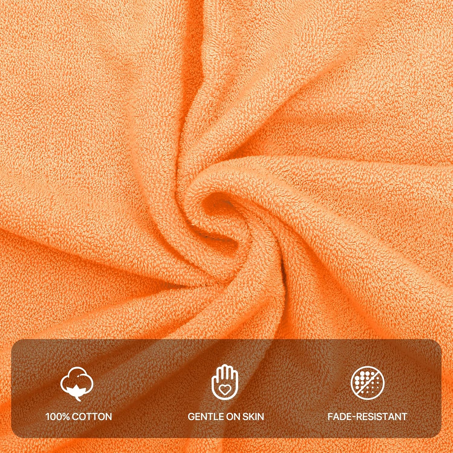 MoNiBloom 4-Piece Cotton Bath Towel Set Peach