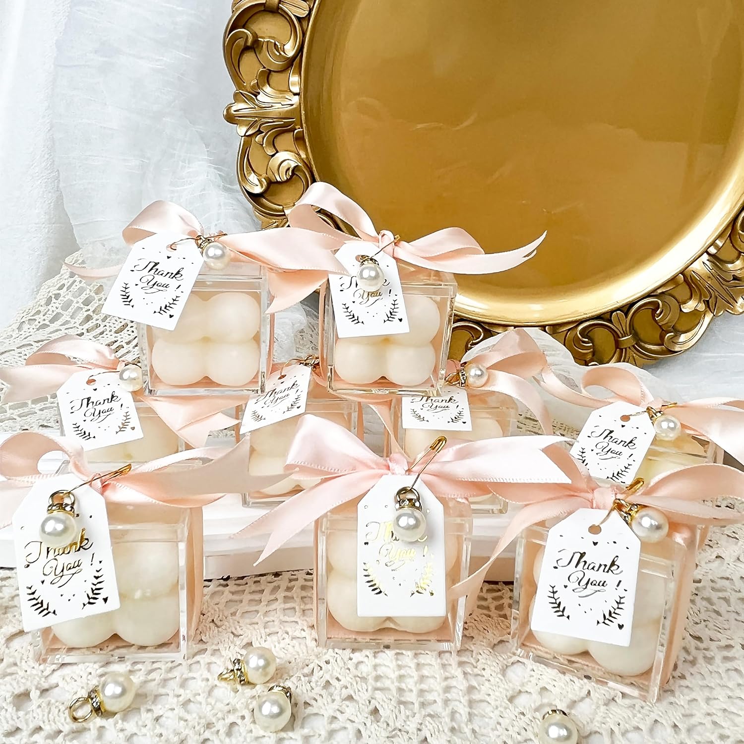 10 Sets Wedding Favors with Bubble Candles and Acrylic Boxes