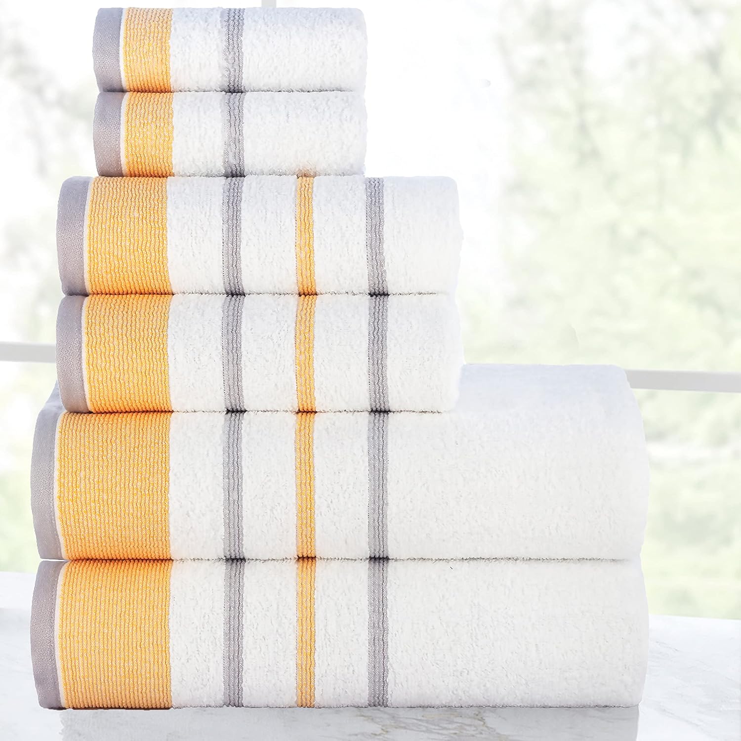 CASA COPENHAGEN White Bay 6 Piece Towel Set