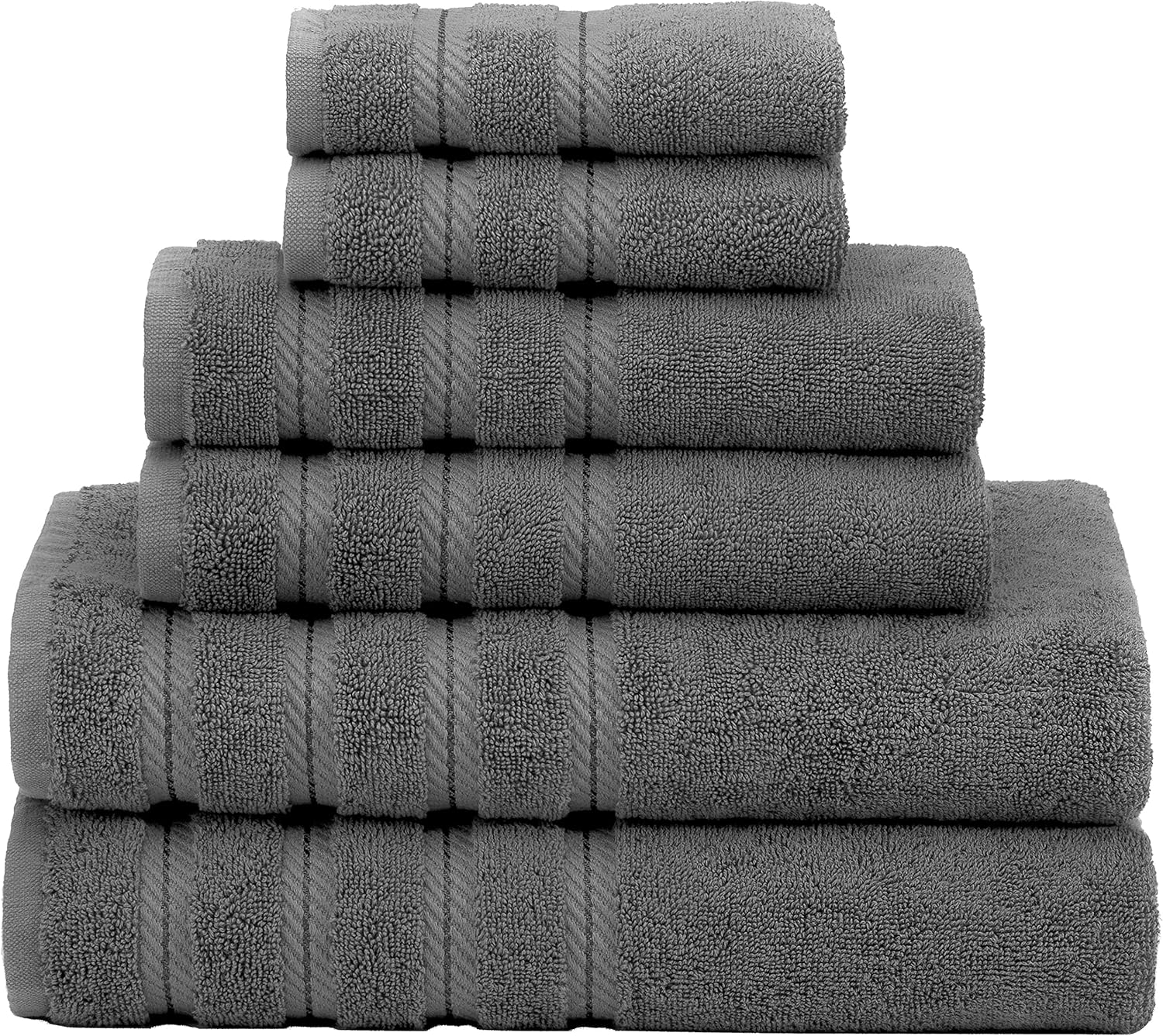 American Soft Linen 6-Piece Towel Set - 590 GSM Heavy Weight Smoke Grey