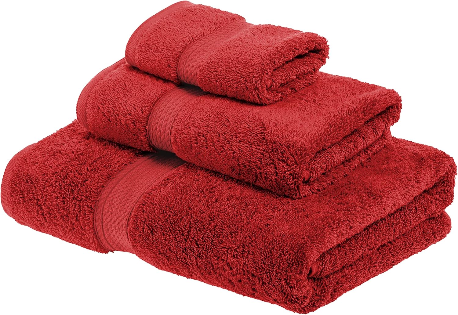 Superior Egyptian Cotton 3-Piece Towel Set in Red