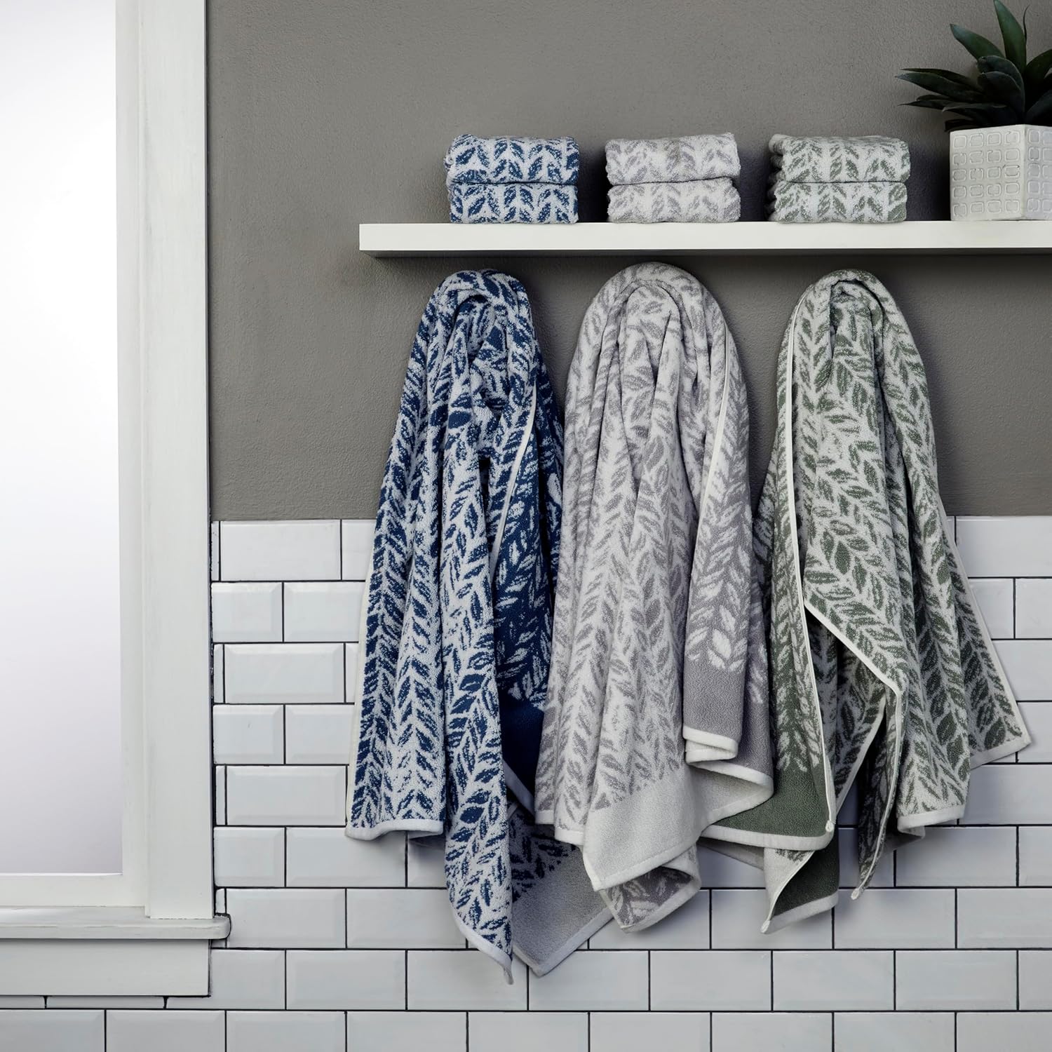 SKL Home Denim Distressed Leaf Towel Set 2 Bath 2 Hand