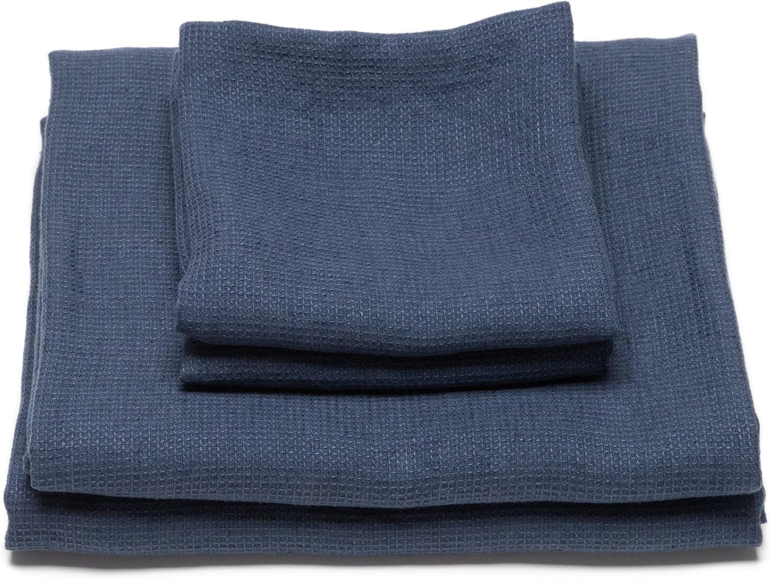 LinenMe 07799 Waffle Washed Linen Towel Set Indigo