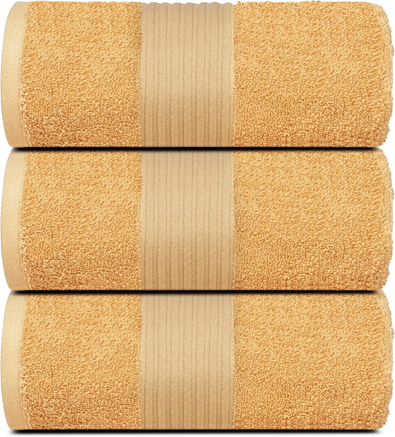 Dewall Maisons Beige 3-Piece Cotton Bath Towel Set