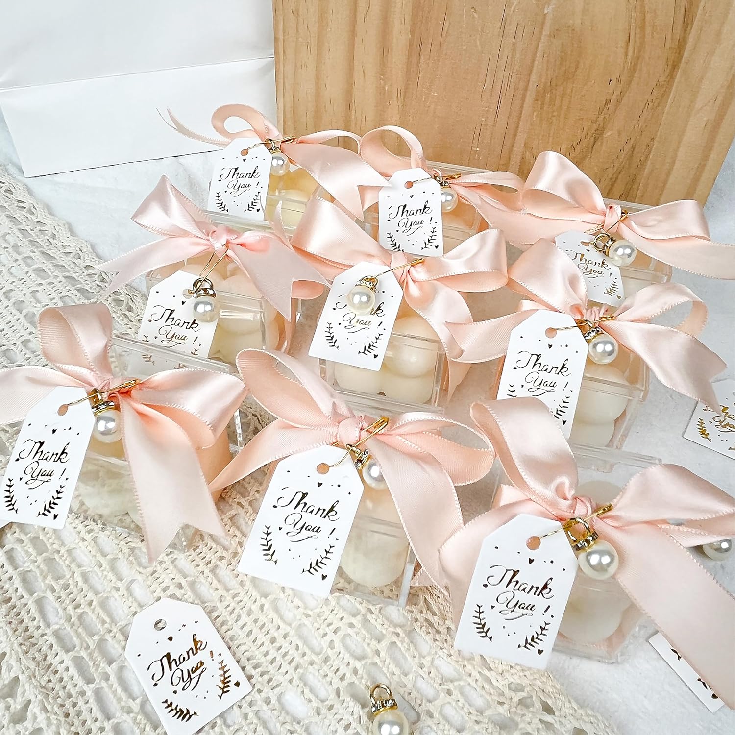 10 Sets Wedding Favors with Bubble Candles and Acrylic Boxes