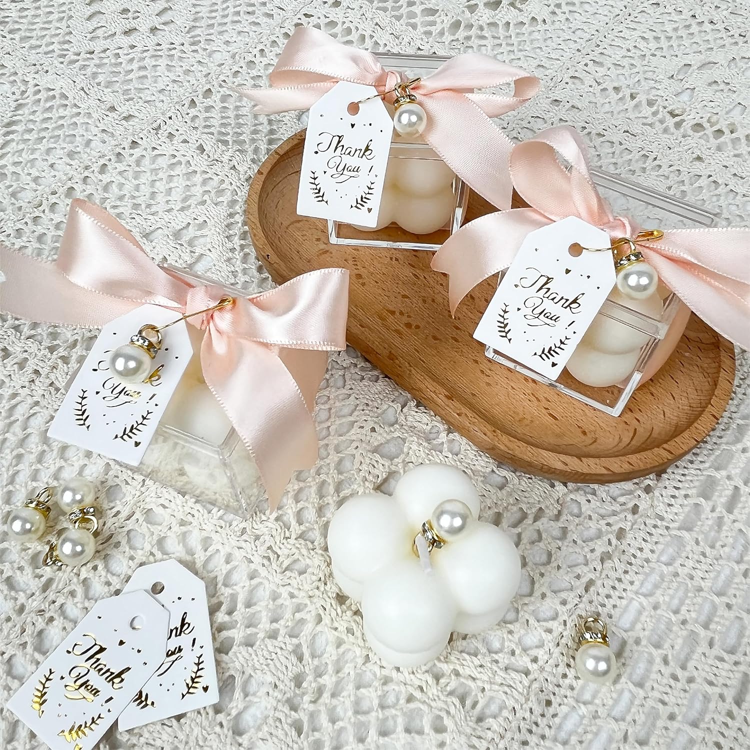 10 Sets Wedding Favors with Bubble Candles and Acrylic Boxes