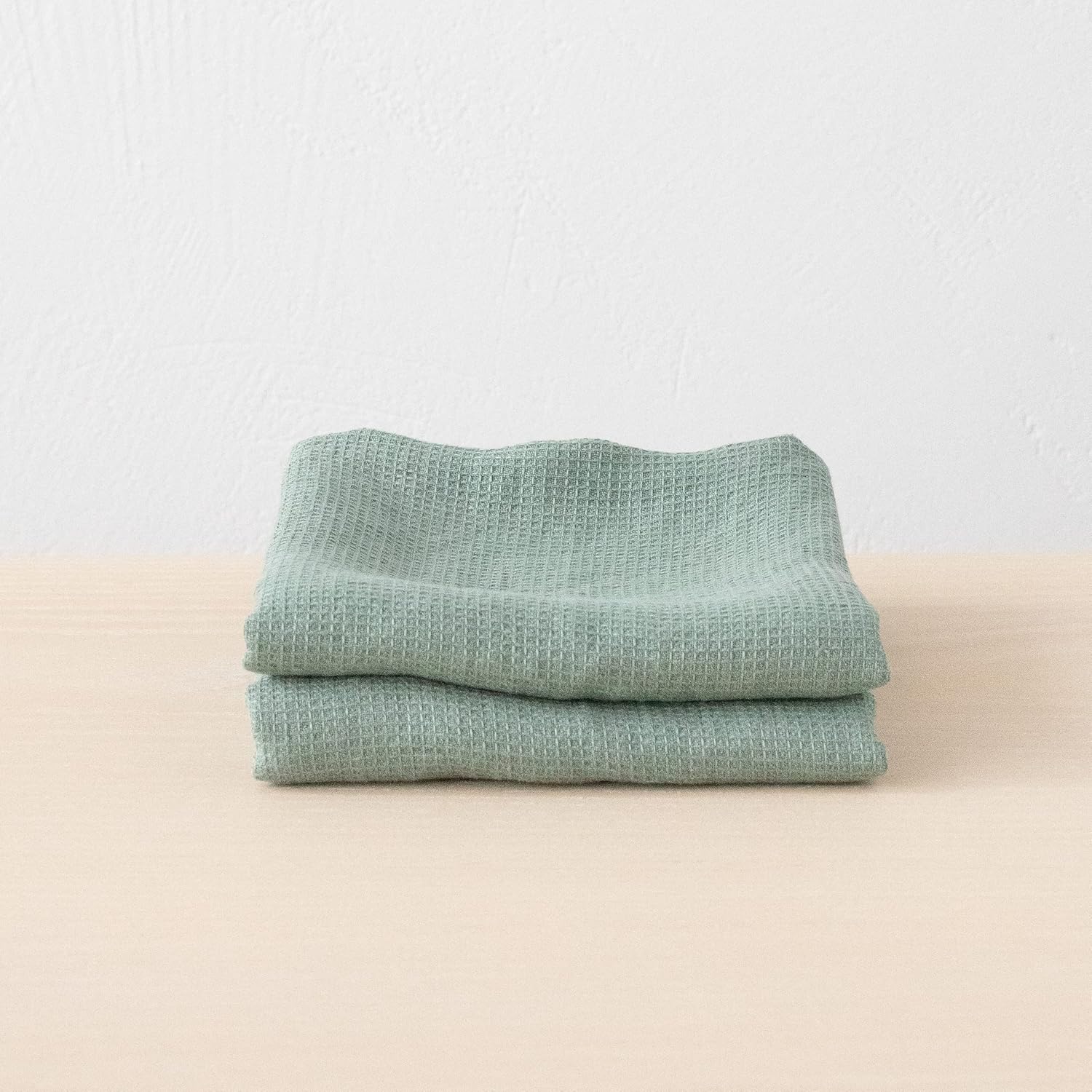 LinenMe Spa Green X2 Linen Waffle Towels Set of 2