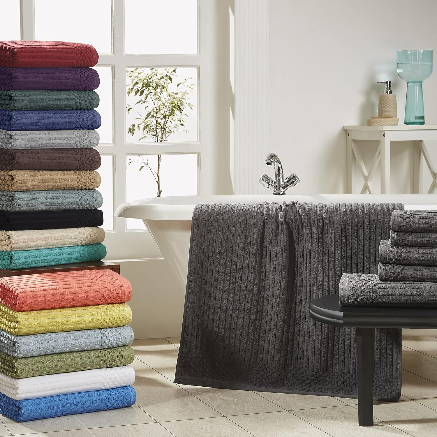 Superior Cotton 6-Piece Towel Set Charcoal