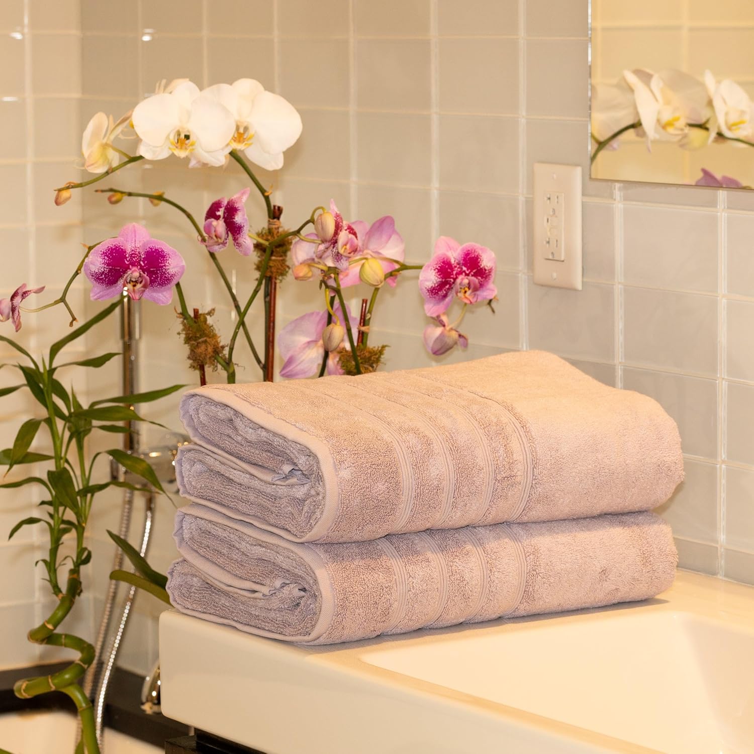 Mosobam Luxury Turkish Towels Set of 2 35X70 Lavender