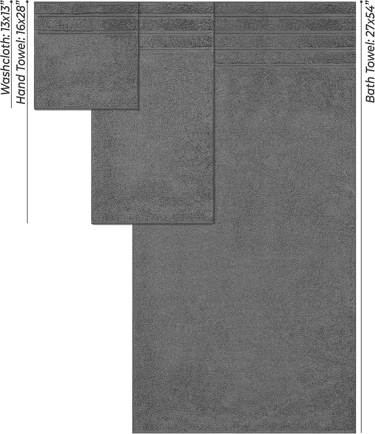 American Soft Linen 6-Piece Towel Set - 590 GSM Heavy Weight Smoke Grey