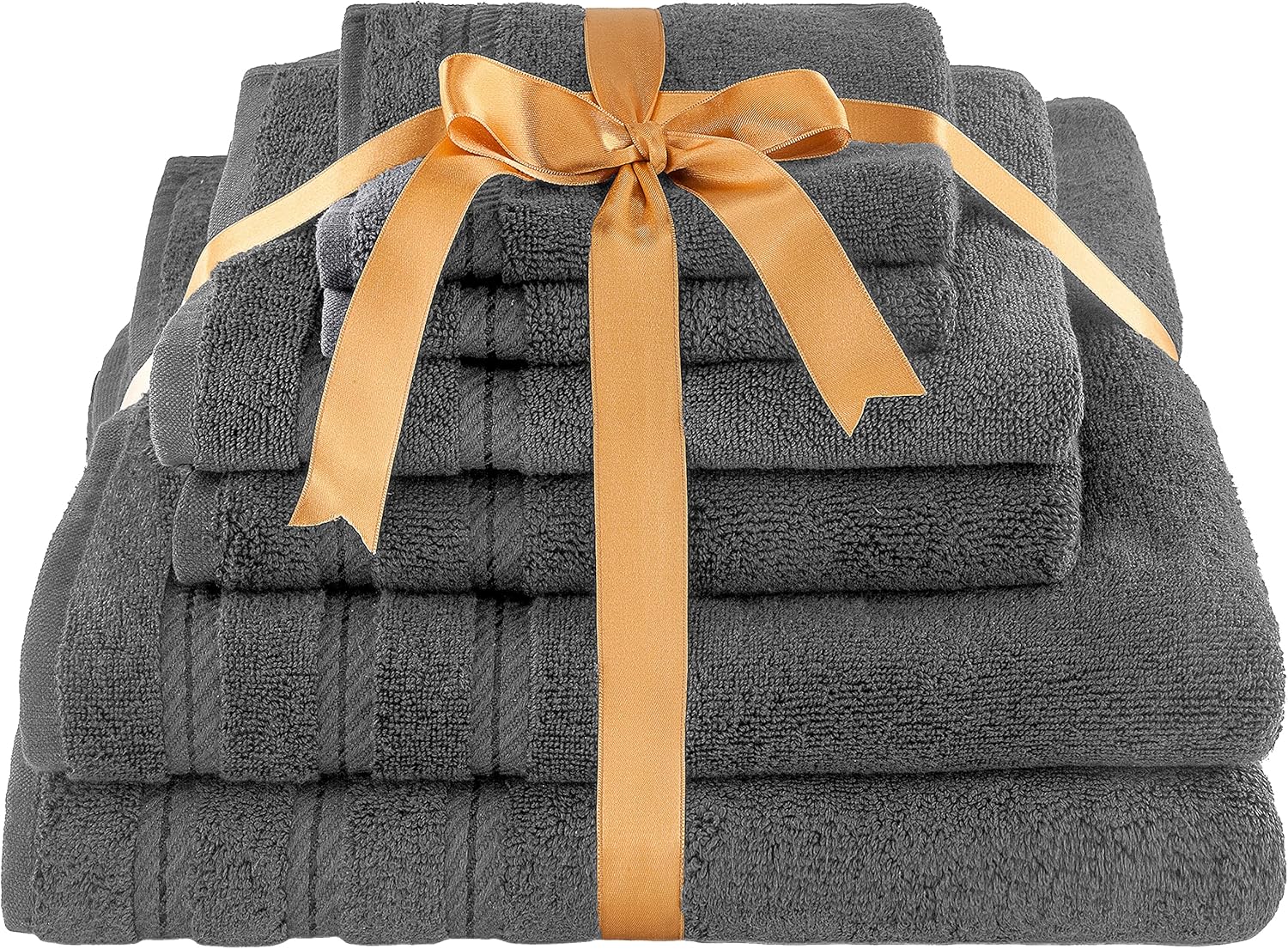 American Soft Linen 6-Piece Towel Set - 590 GSM Heavy Weight Smoke Grey