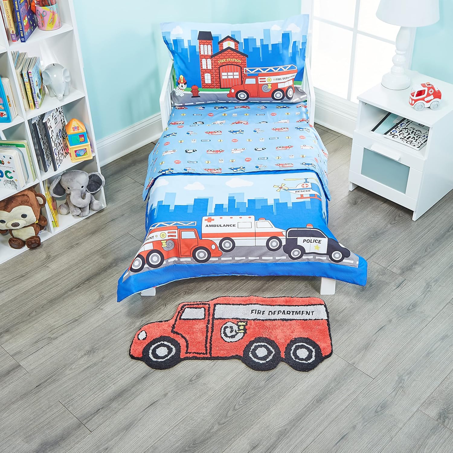 Hand Tufted Firetruck Kids Rug - 15x30 in
